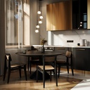 Lustre Zora 5 lampes en métal noir mat avec verre fumé opale