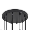 Lustre Zora 10 lampes en métal noir mat avec verre fumé opale