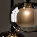 Lustre Zora 10 lampes en métal noir mat avec verre fumé opale