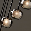 Lustre Zora 10 lampes en métal noir mat avec verre fumé opale