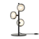 Lampe à poser Zora en métal noir mat avec verre fumé opale
