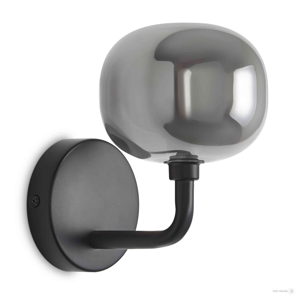 Applique Zora en métal noir mat avec verre fumé opale