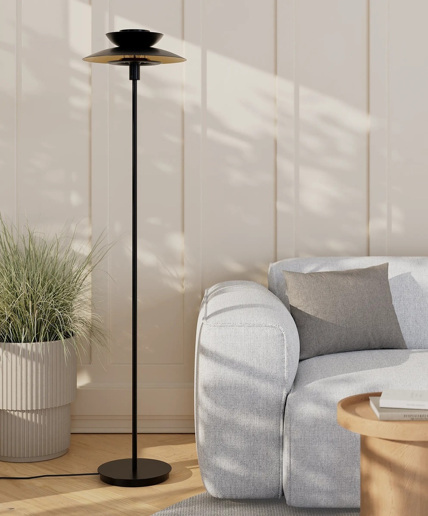 Lampadaire Astrée en métal noir dorée multi-abat-jour Ø38