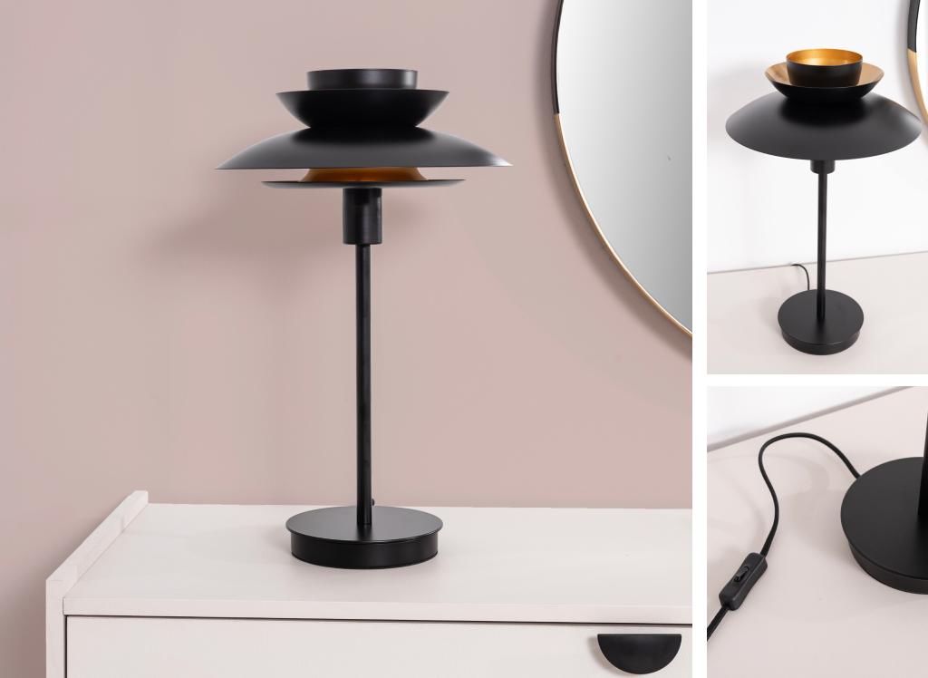 Lampe a poser Astrée en métal noir dorée multi-abat-jour Ø31