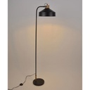 CLAYTON - Lampadaire en métal noir et bois naturel H161