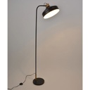 CLAYTON - Lampadaire en métal noir et bois naturel H161