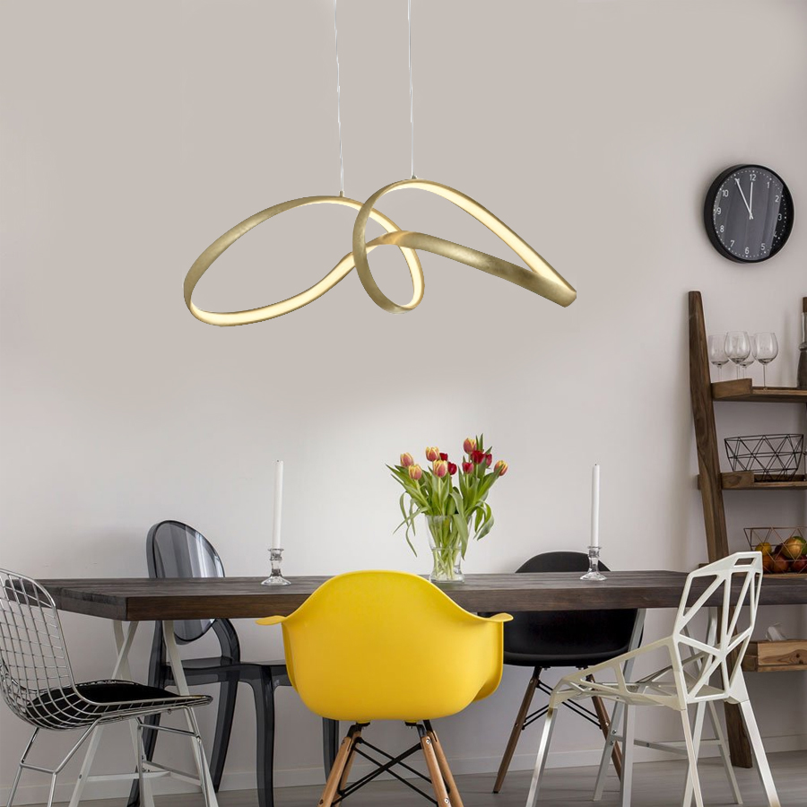 INDICE - Plafonnier LED en métal doré et verre acrylique lumière jaune