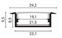 Profilé aluminium pour bande LED encastrée L=2m