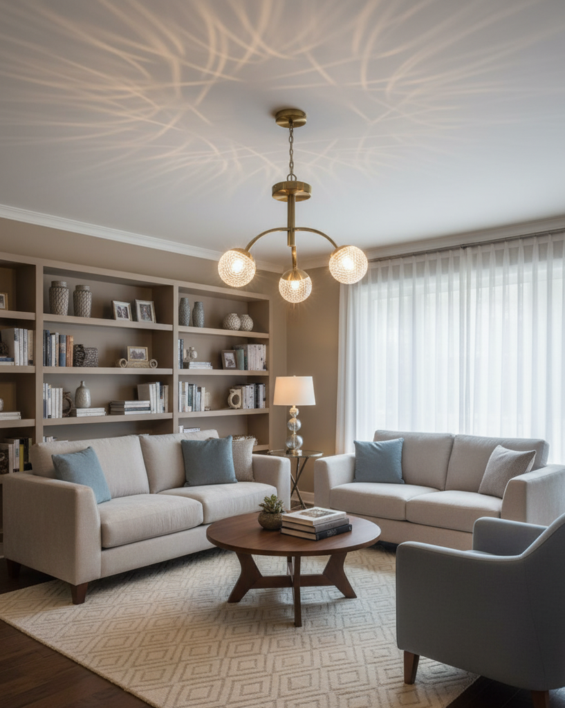 Lustre 3 lampes nectar en métal laiton brossé et verre transparent