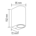 GU10 LIGHTING FIXTURE Black PC 2Bulbs Size 72x95x150mm IP65