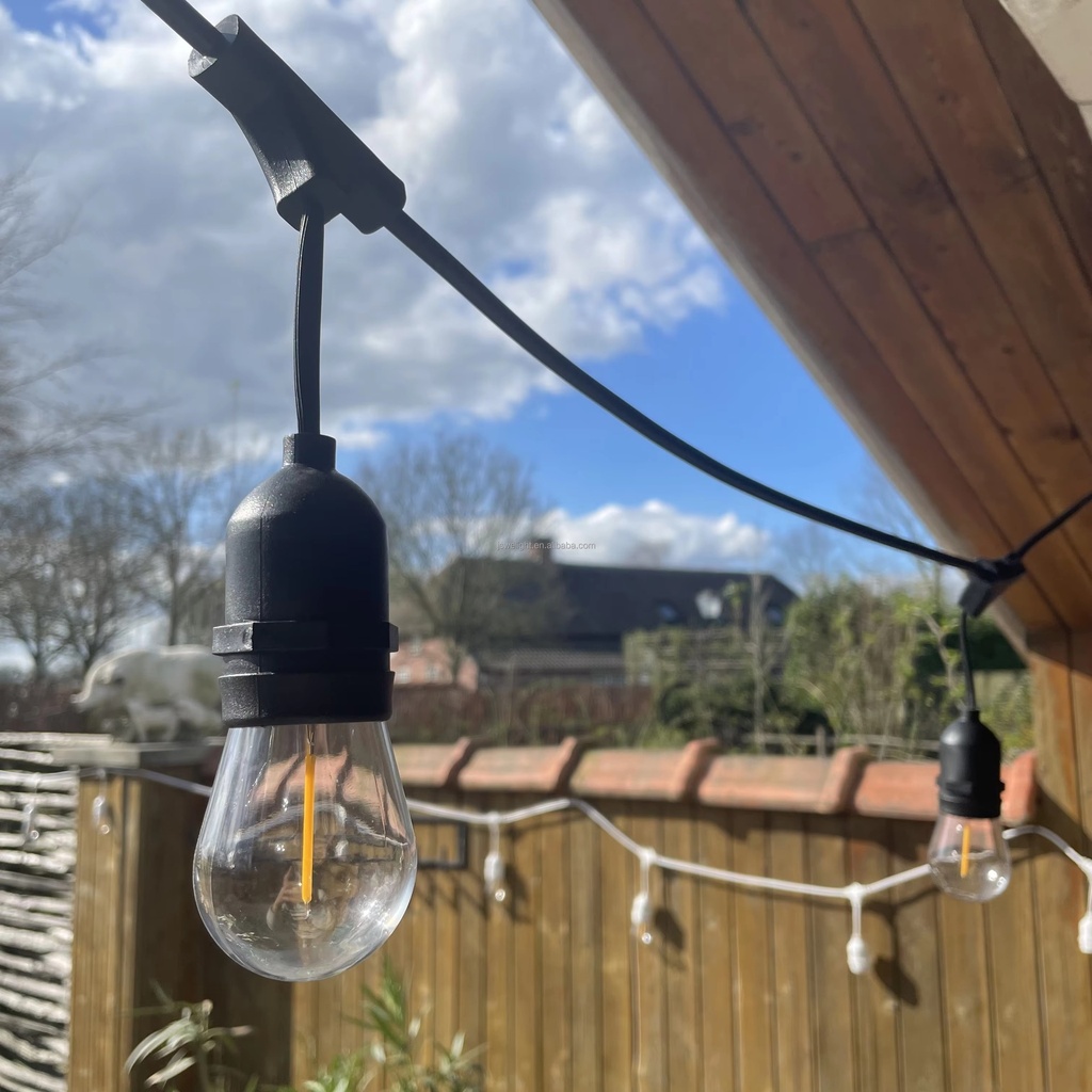 Guirlande 10m noir avec 10 ampoules espacées de 0,98m S14 E27 1W 110V 2700K IP65