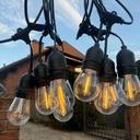 Guirlande 10m noir avec 10 ampoules espacées de 0,98m S14 E27 1W 110V 2700K IP65