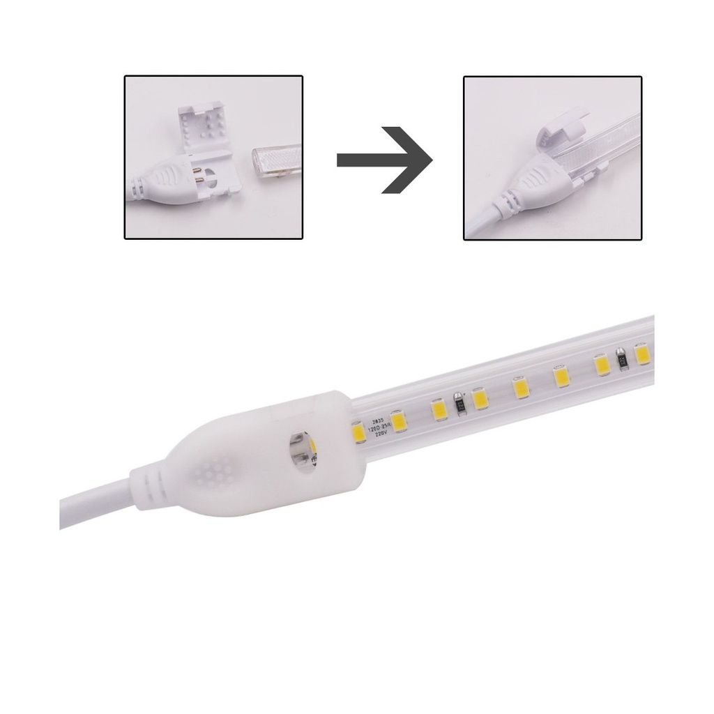 Connecteur de câble d'entrée + connecteur + prise pour bande lumineuse 220V