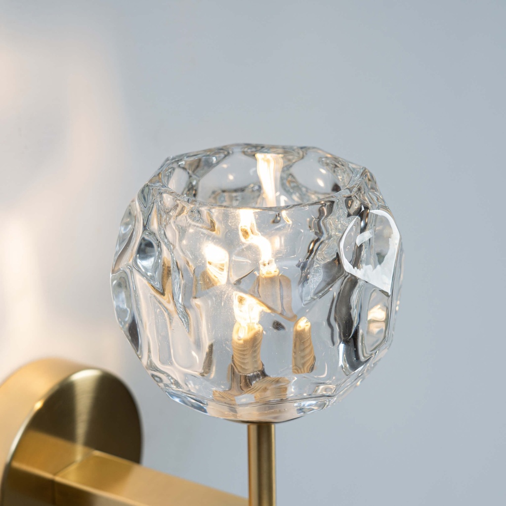 Applique murale Vilamo métal doré et verre transparent