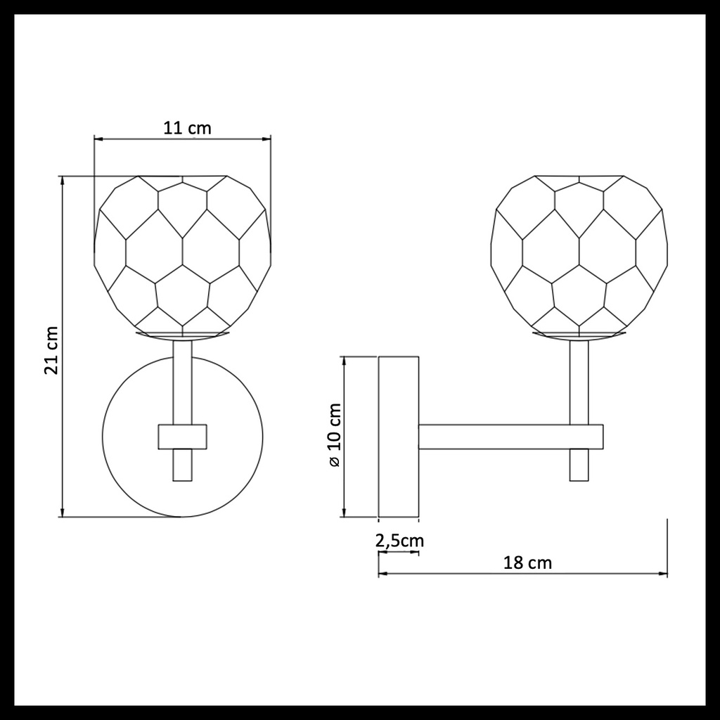 Applique murale Vilamo métal doré et verre transparent