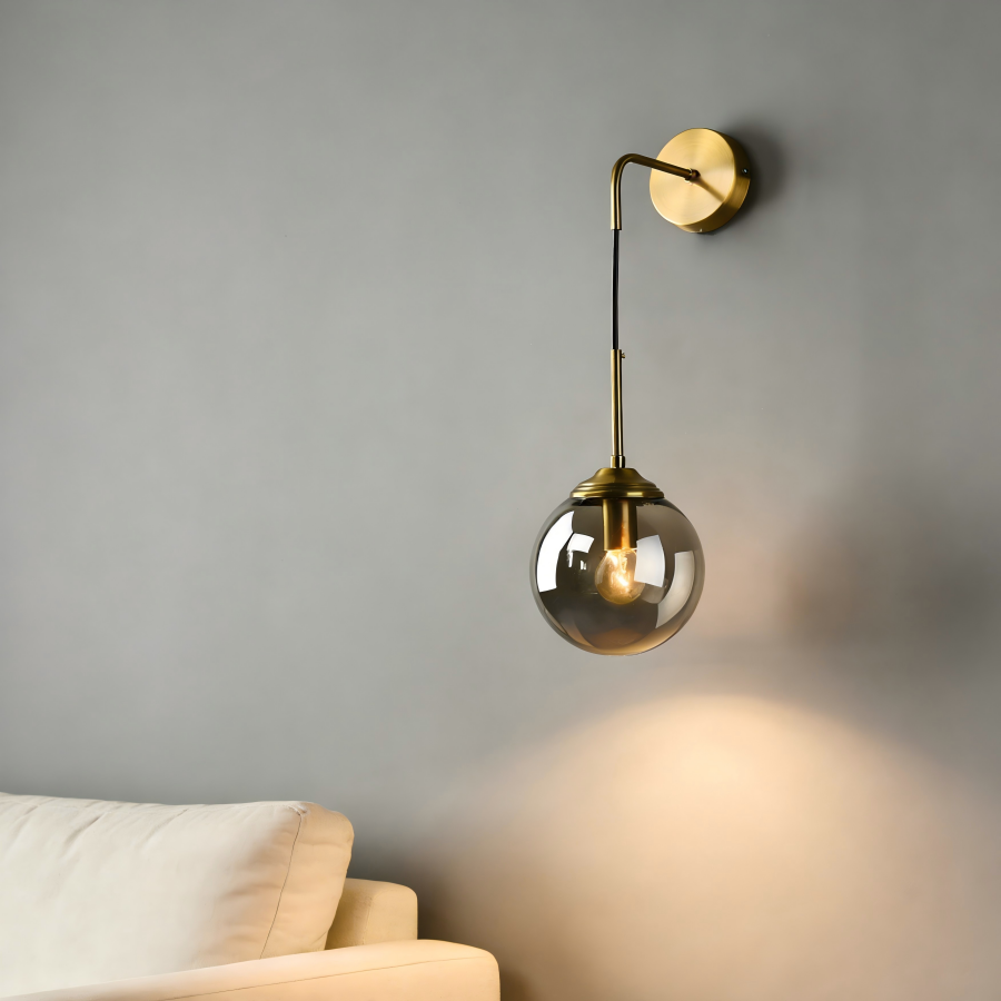 Applique vintage en métal dorée et verre ambré