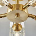 Lustre Clairon 6 lampes métal laiton et verre cristal