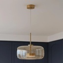 Suspension auraglass cylindre métal doré et verre ambre