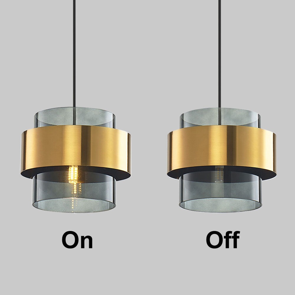 Suspension milley en métal noir et verre, anneau de laiton