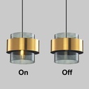 Suspension milley en métal noir et verre, anneau de laiton