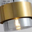 Suspension milley en métal noir et verre, anneau de laiton