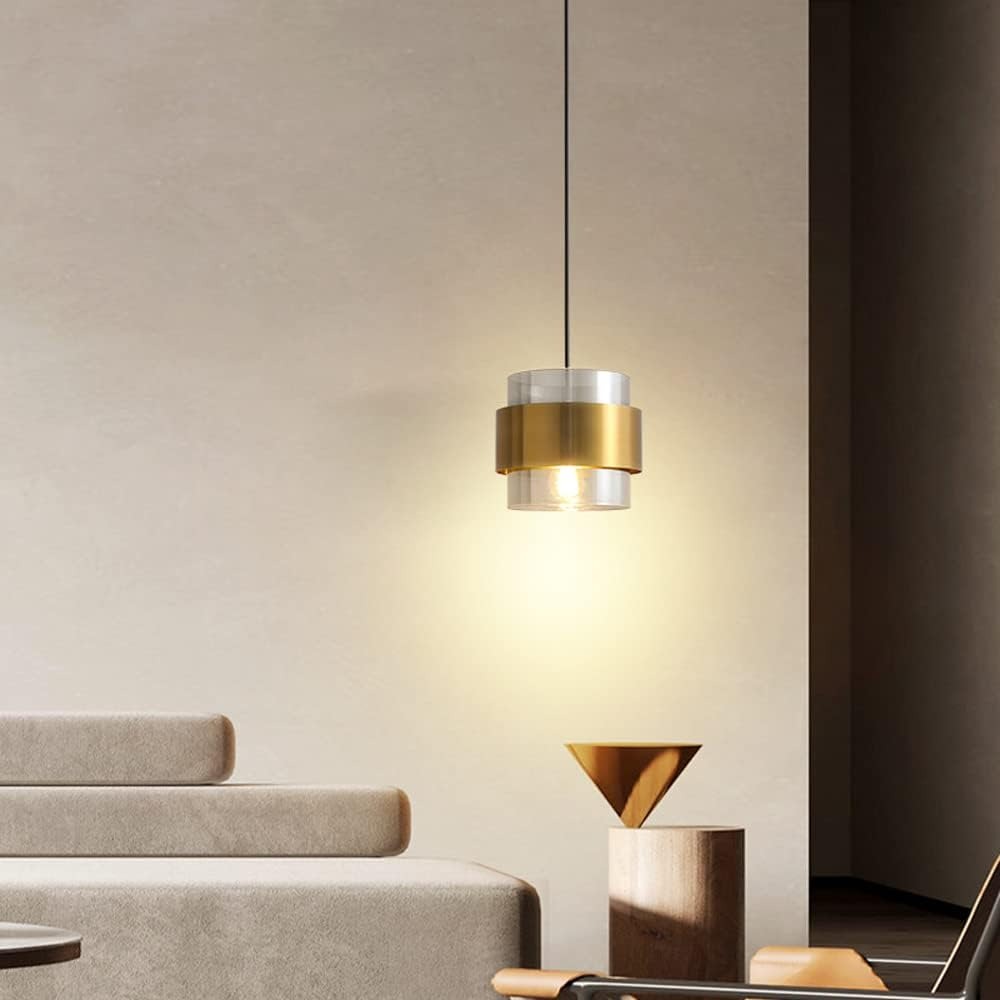 Suspension milley en métal noir et verre, anneau de laiton