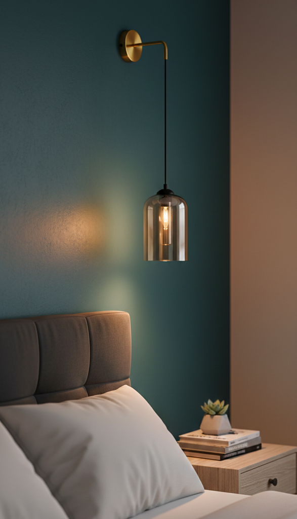 Applique Jani en métal noir et double verre ambré