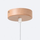 Suspension cône scandinave en métal blanc et bois marron