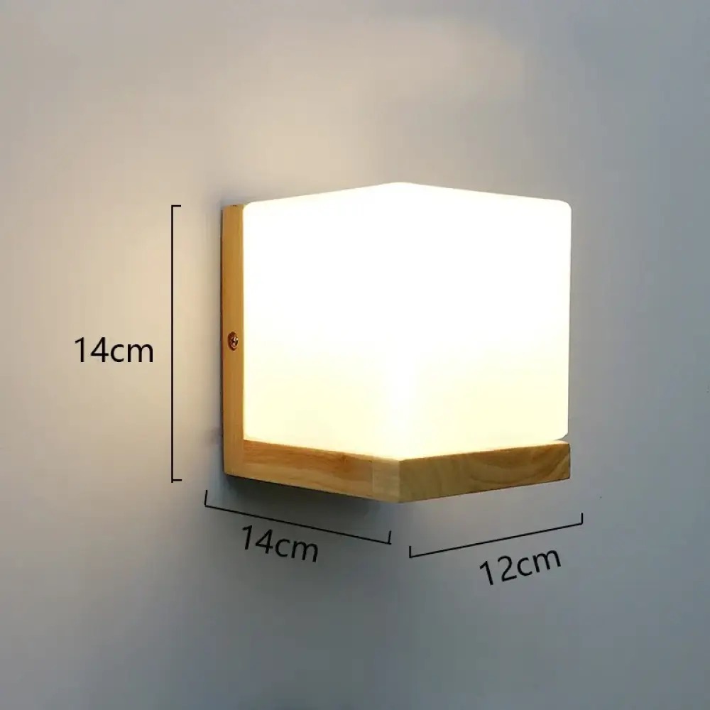 Applique murale LED Frosted en verre et scandinave bois