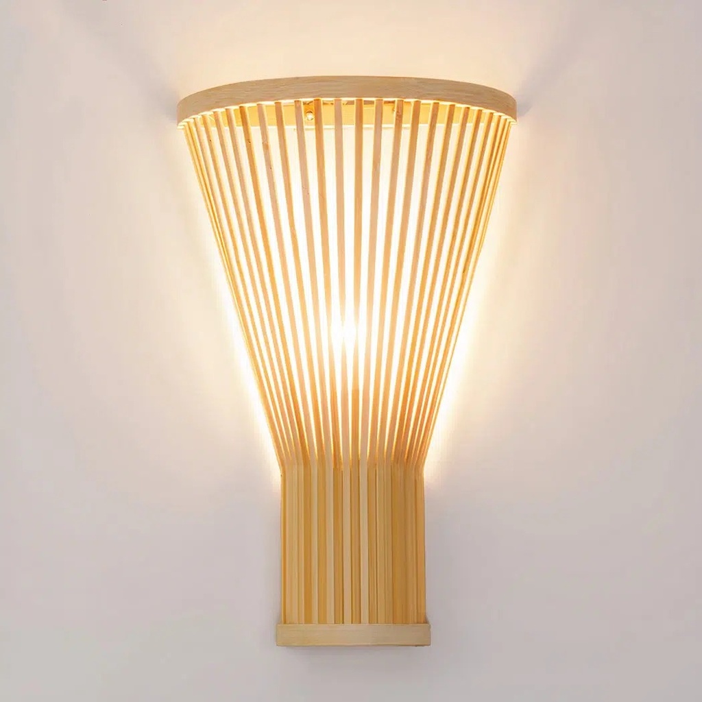 Applique murale en forme de cône bambou naturel
