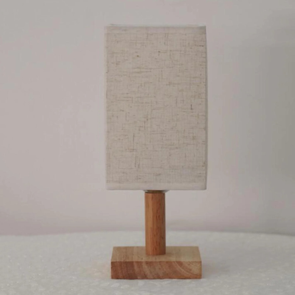 Lampe à poser en bois avec Abat-Jour en tissu de Lin