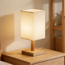 Lampe à poser en bois avec Abat-Jour en tissu de Lin