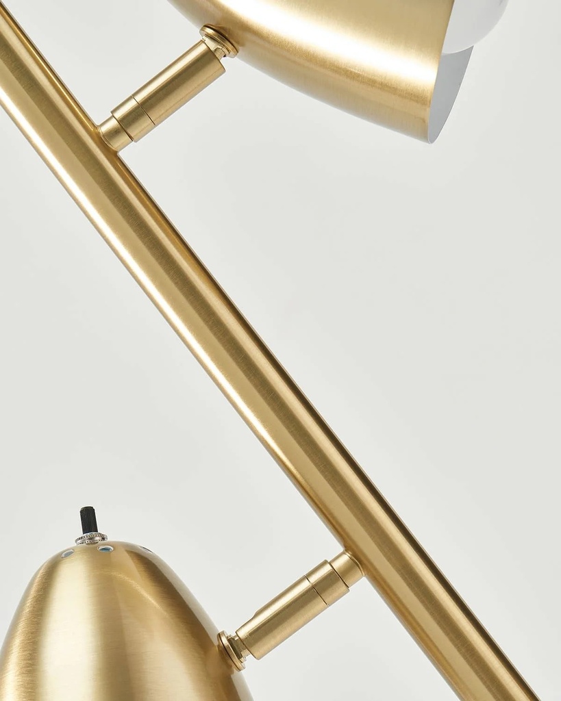 Lampadaire 3 lampes Jacob en métal et abat-jour en métal doré