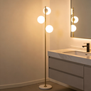 Lampadaire 3 lampes melinda en métal doré avec de verre blanc