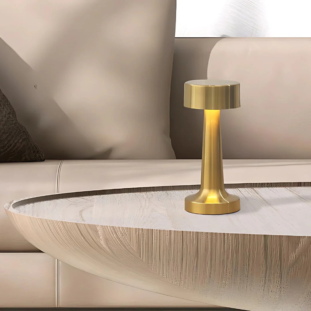 Lampe à poser LED Arista en métal dorée rechargeable