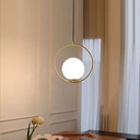 Suspension Adrienna en metal doré et verre blanc opale