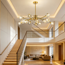 Lustre Diamant 15 lampes en métal laiton et verre cristal