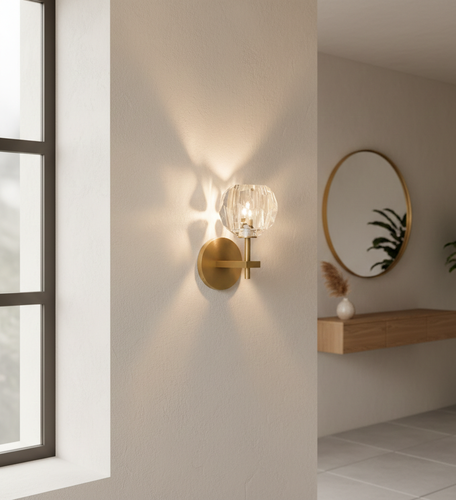 Applique murale Mono métal doré et verre transparent