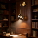 Applique vintage en métal globe doré et verre ambré