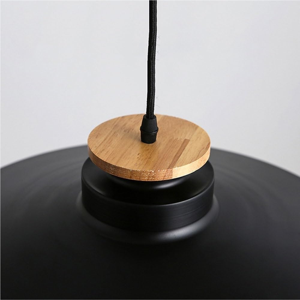 Suspension metio en métal noir et bois marron