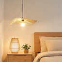 Suspension Jipi bambou en forme feuille en métal filaire doré