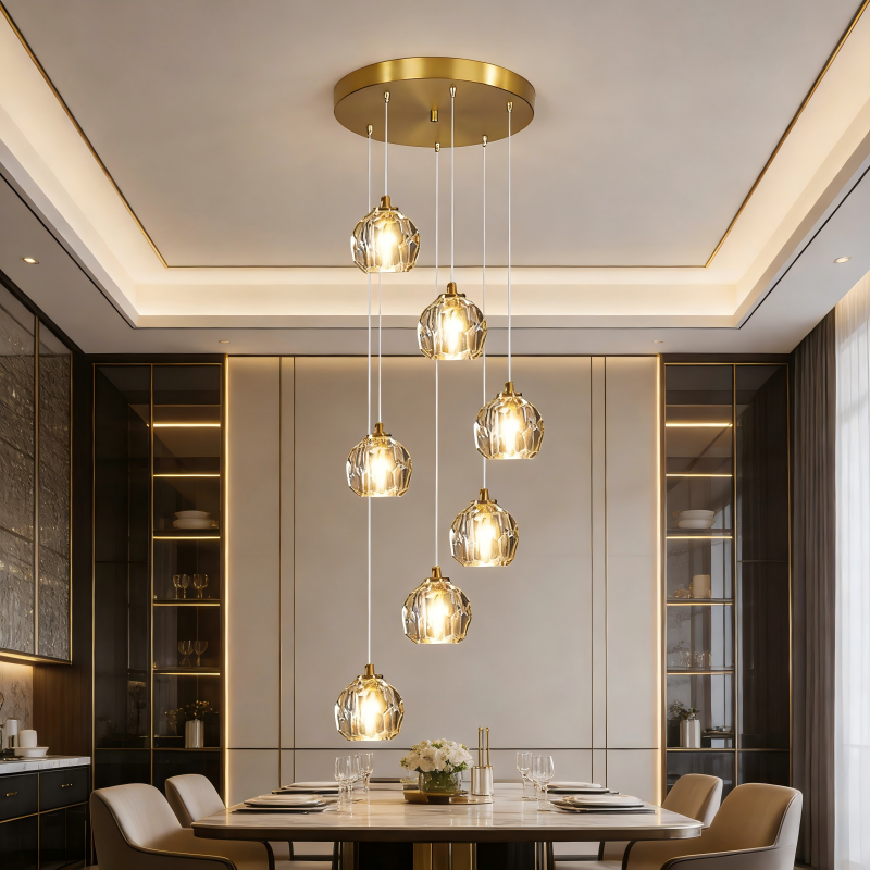 Lustre 6 lampes 30*140cm E27 sans ampoule