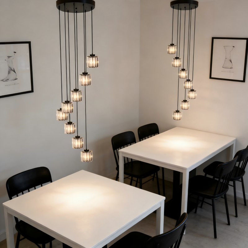 Lustre 8 lampes 40*180cm E27 sans ampoule