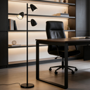 Lampadaire 3 lampes Jacob en métal et abat-jour en métal noir