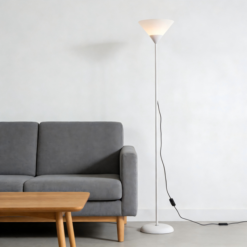 Lampadaire Manade en métal blanc avec vasque verre