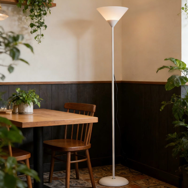 Lampadaire Manade en métal blanc avec vasque verre