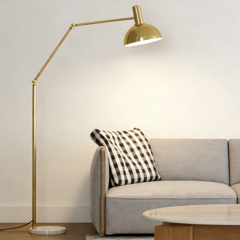 Lampadaire Nordic industriel réglable en métal doré