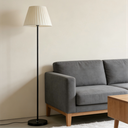 Lampadaire alice en métal base noir avec abat-jour impero blanc