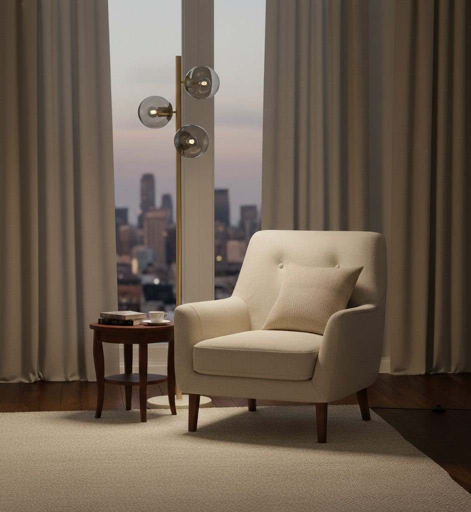 Lampadaire 3 lampes melinda en métal doré avec de verre fumé