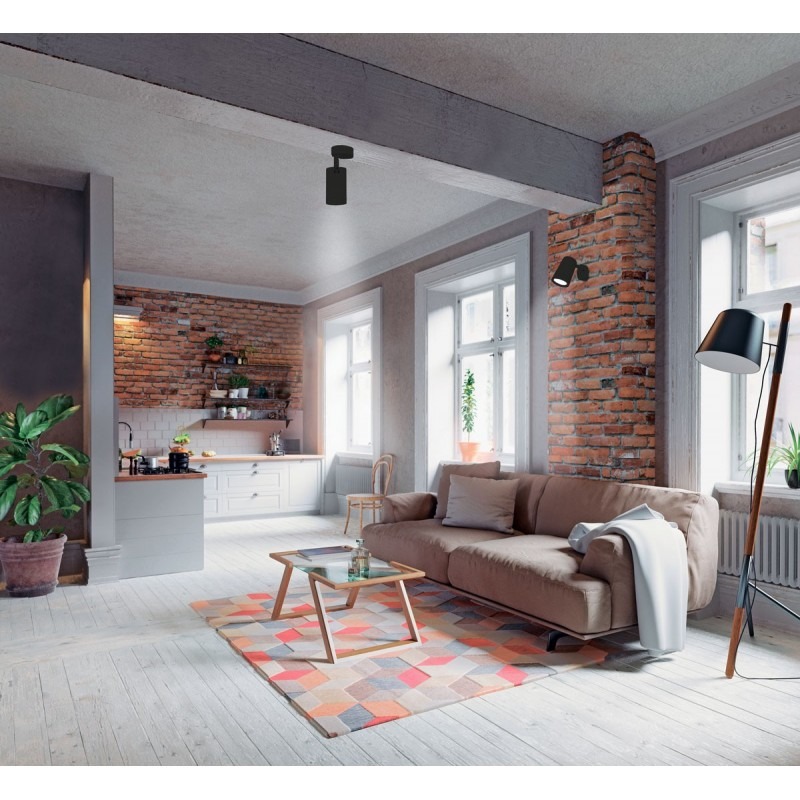 Spot / Applique Spark GU10 en aluminium noir IP20